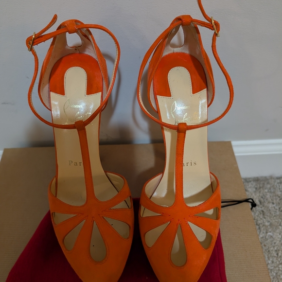 Christian Louboutin Mayada Orange Platform Heels 36.5 6.5 - Picture 3 of 6